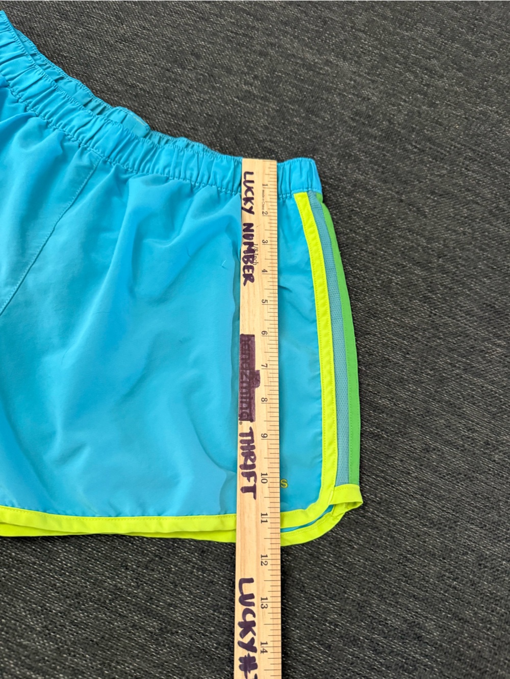 Adidas Women's Aqua Blue Athletic Shorts with Neon Yellow Trim size Medium - Picture 9 of 9
